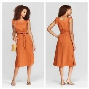 Universal Thread Orange Square Neck Midi Sundress